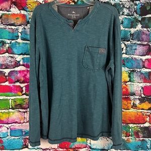Tommy Bahama Long Sleeve T-shirt Henley Style Men's XL Pocket
